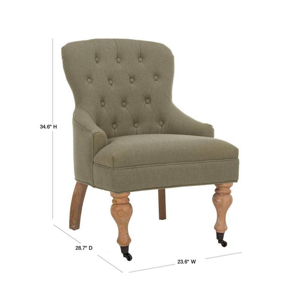 Petite Granite Grey Linen Upholstered Arm Chair with White Wash Birch Legs