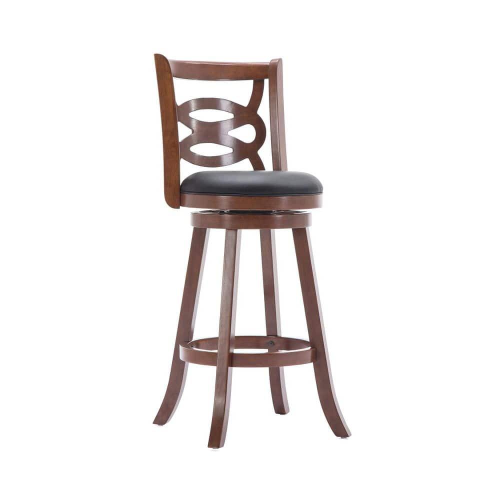 Boraam Siena 29in. High Back Swivel Wood Kitchen Bar Stool - Cherry Finish