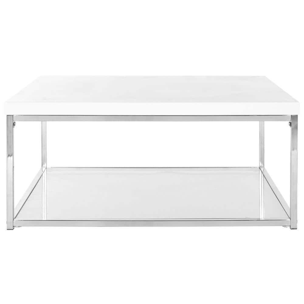 Malone High Gloss Coffee Table - White/Chrome - Safavieh
