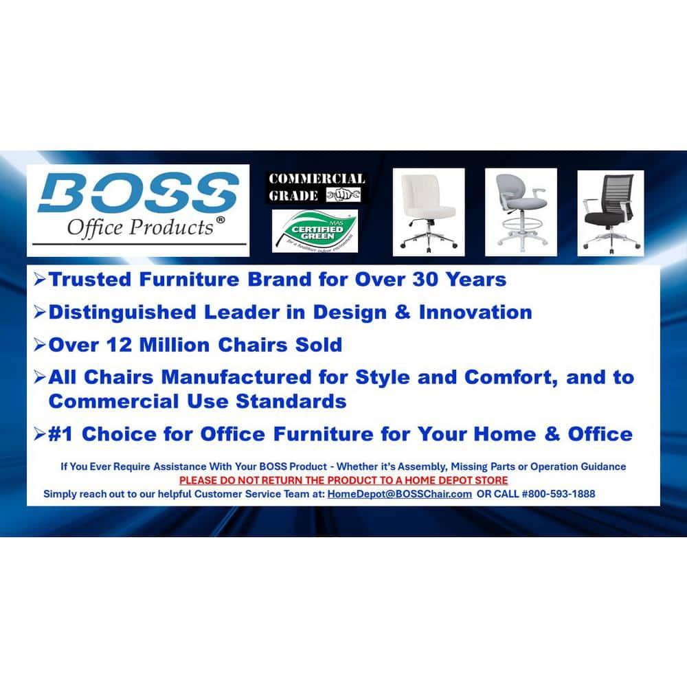 Boss Office Products Deluxe Posture Chair Gray : Ergonomic Swivel Computer Chair with Lumbar Support, Nylon Legs