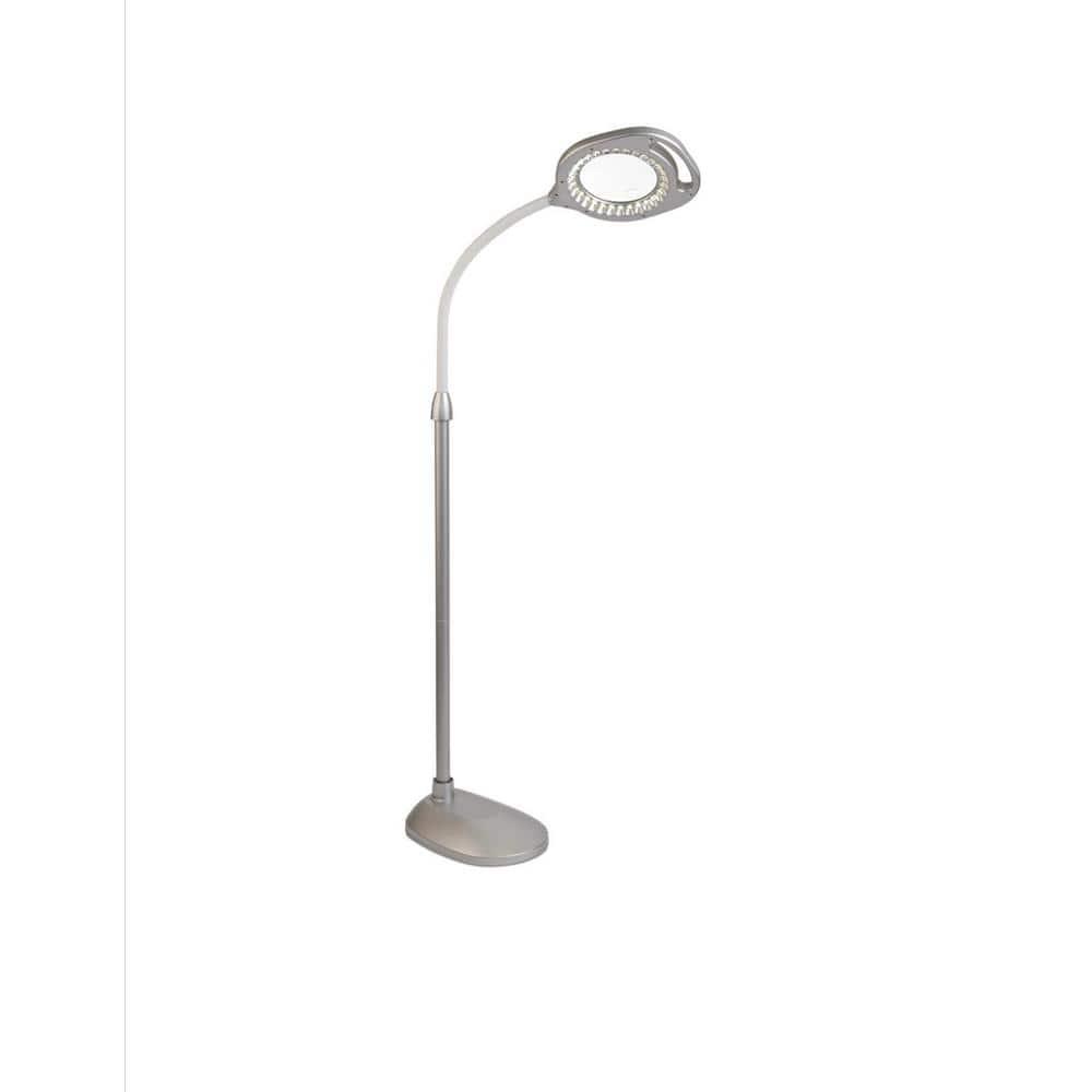 Ottlite 2-in-1 LED Magnifier Floor and Table Light, Silver