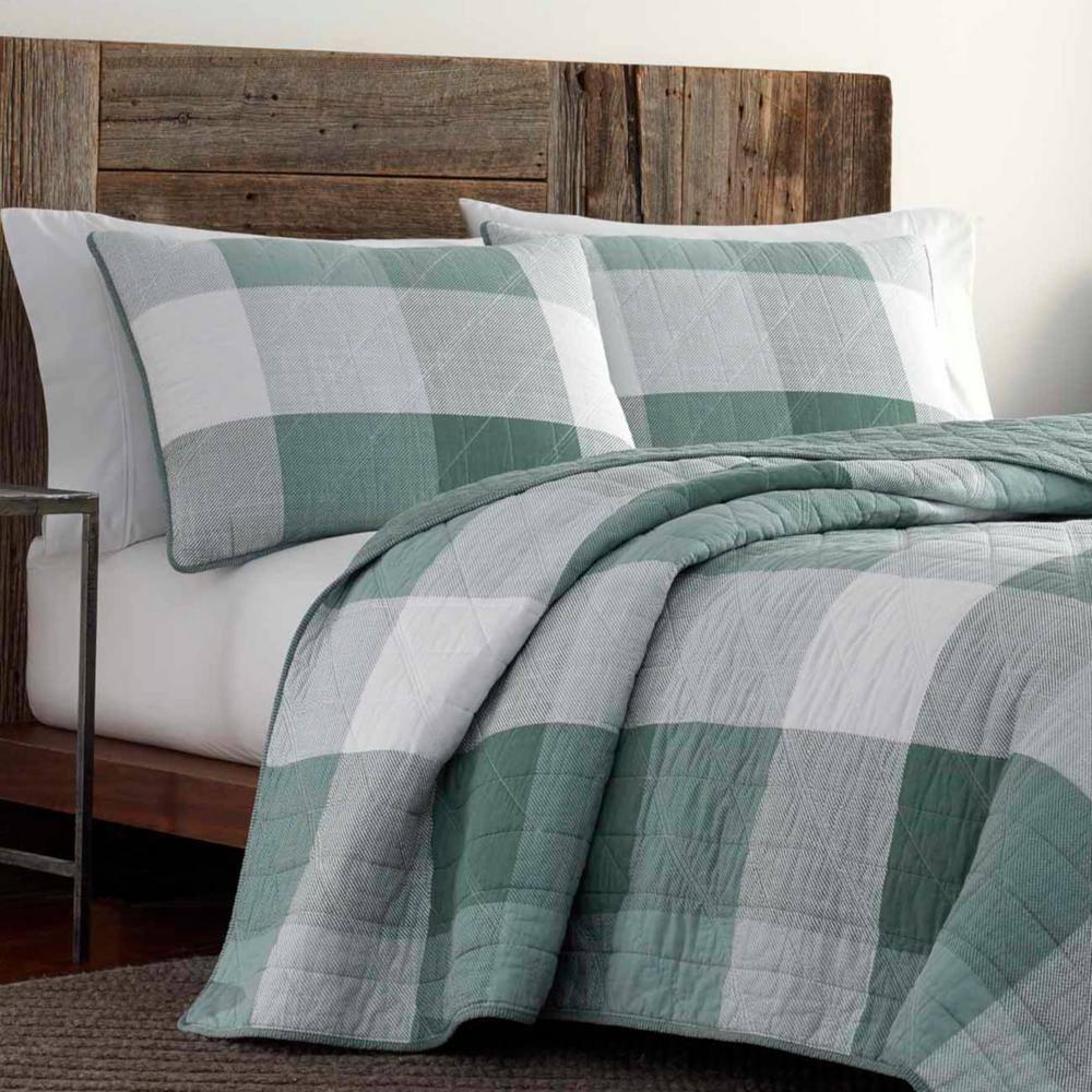 Eddie Bauer Eddie Bauer Boulder Plaid Cotton Green Quilt Set