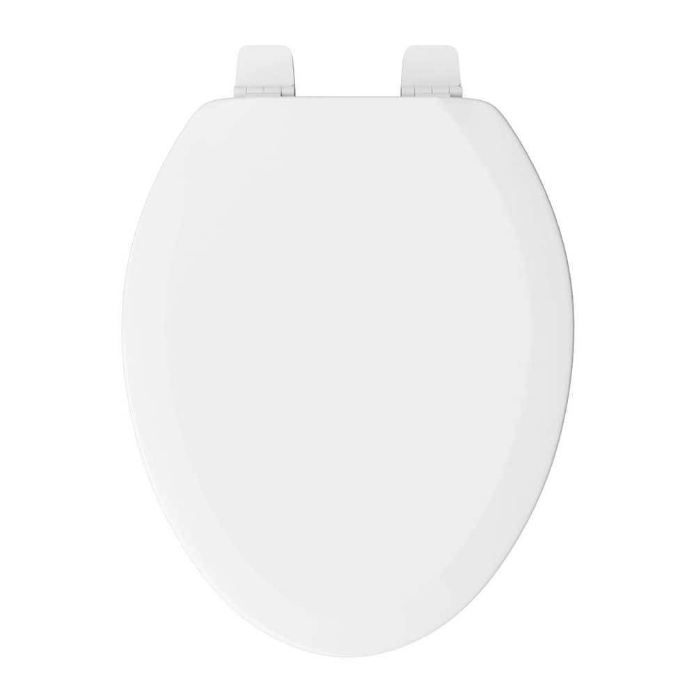 White Elongated Wood Toilet Seat with Comfort Design