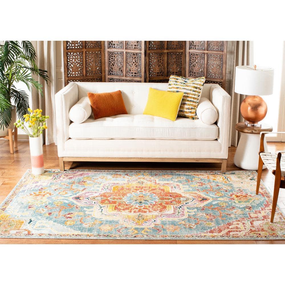 Crystal CRS501 Loomed Indoor Area Rug - Orange/Teal - 9'x12' - Safavieh