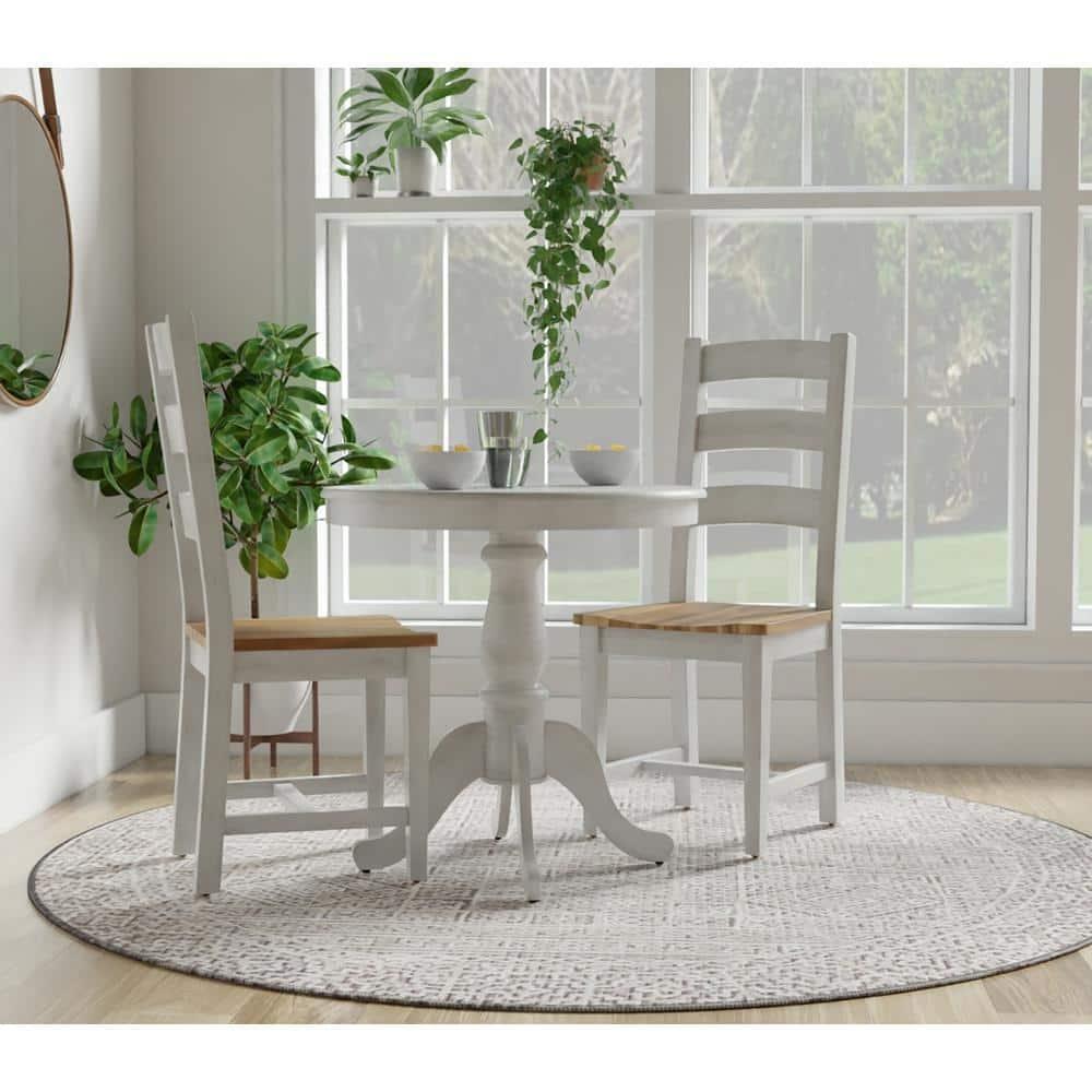 Carolina Living 30" Salem Round Pedestal Dining Table White Wash: Rubberwood, Non-Extension, Seats 2