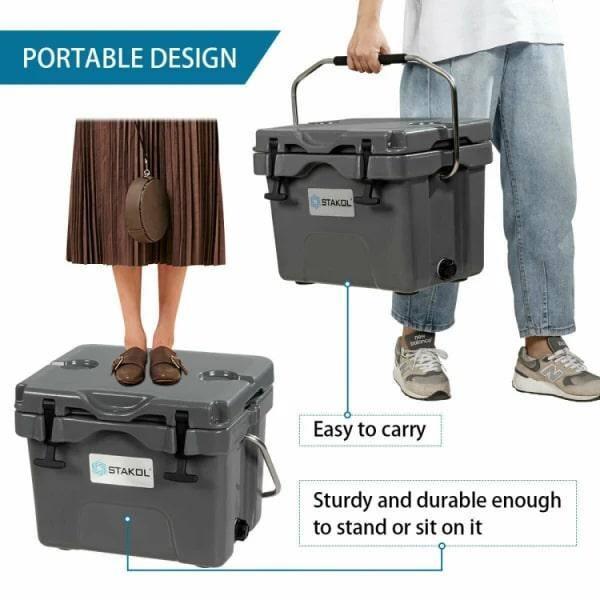 Costway 16 Quart Cooler Portable Ice Chest Leak-proof 24 Cans Ice Boxfor Camping