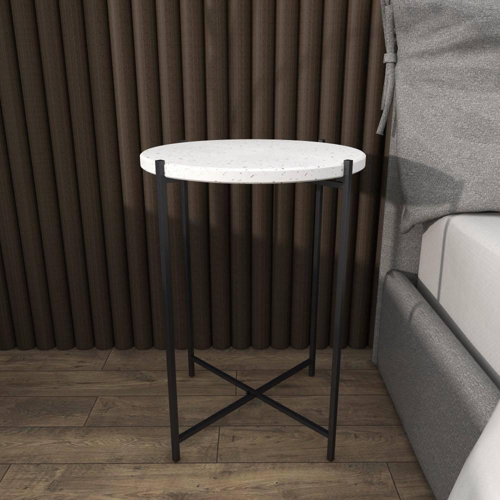 Contemporary Terrazzo Accent Table White - Olivia & May