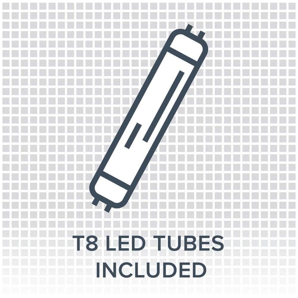 Designers Fountain LED Strip Lights, 2-Light T8 Industrial Tubes, 3600 Lumens, 5000K, 4 ft, White, ST702T1850