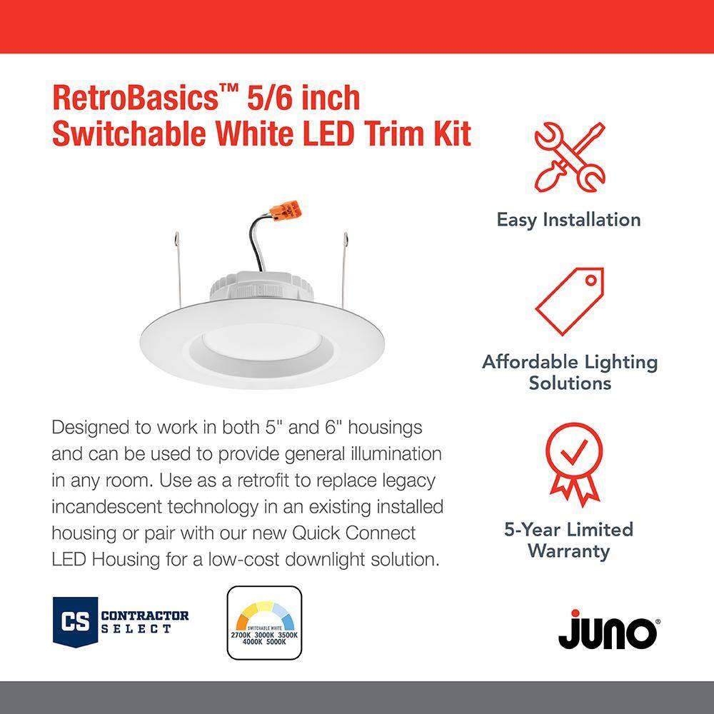 Retro Basics 6'' Selectable Color Temperature Dimmable Air-Tight Standard Recessed Lighting Kit
