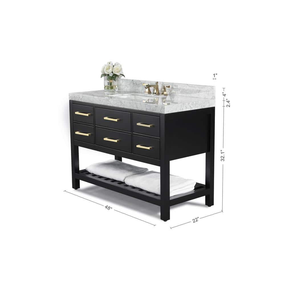 Ancerre Designs Elizabeth 48" Wood Bathroom Vanity Set in Black Onyx