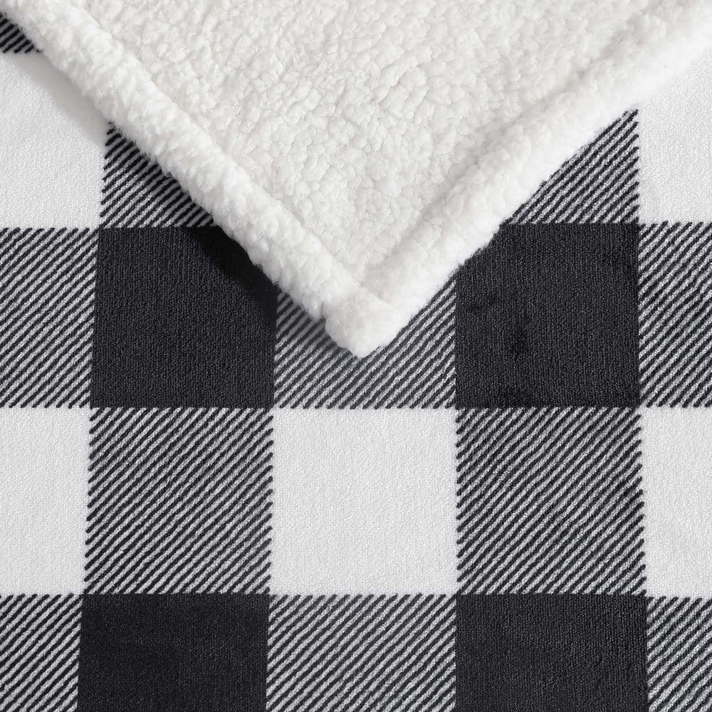 50"x60" Cabin Plaid Reversible Throw Blanket Black/White - Eddie Bauer: Soft, Lightweight, Ideal for Travel