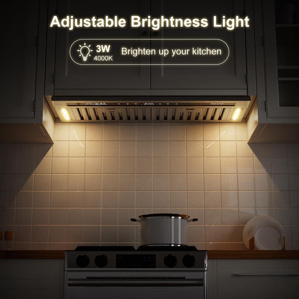 36 in. 900 CFM Convertible Insert Range Hood Stainless Steel with Charcoal Filter Voice/Gesture/Touch Control