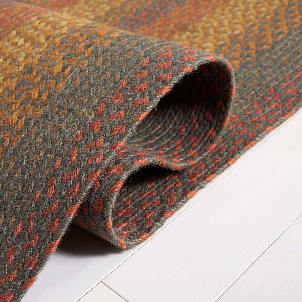 Braided BRD652 Flat Weave Indoor Area Rug - Green/Rust - 6'x6' - Safavieh