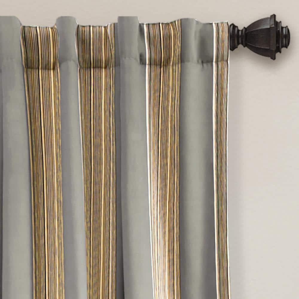 Home Boutique Julia Stripe Light Filtering Window Curtain Gray Set 52x84
