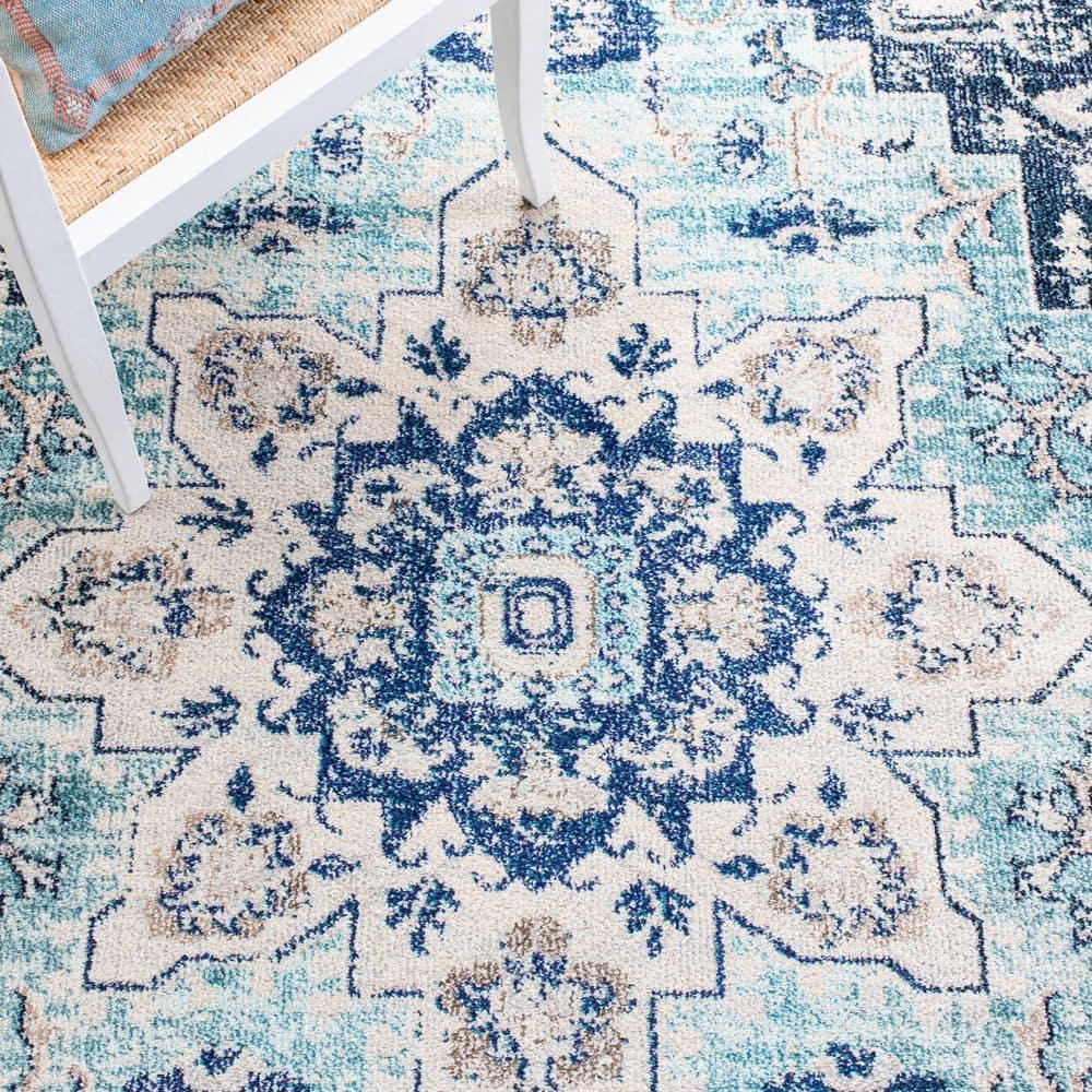 Madison MAD473 Power Loomed Indoor Area Rug - Teal/Navy - 5'3"x7'6" - Safavieh