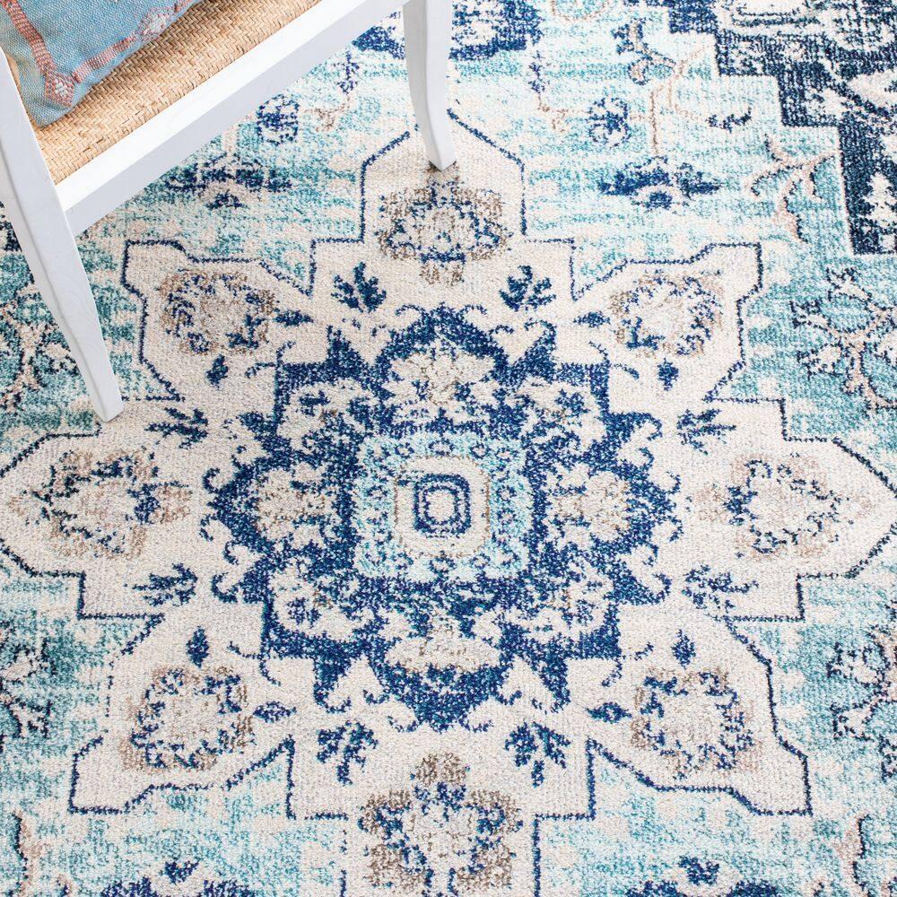 Madison MAD473 Power Loomed Indoor Area Rug - Teal/Navy - 8'x10' - Safavieh