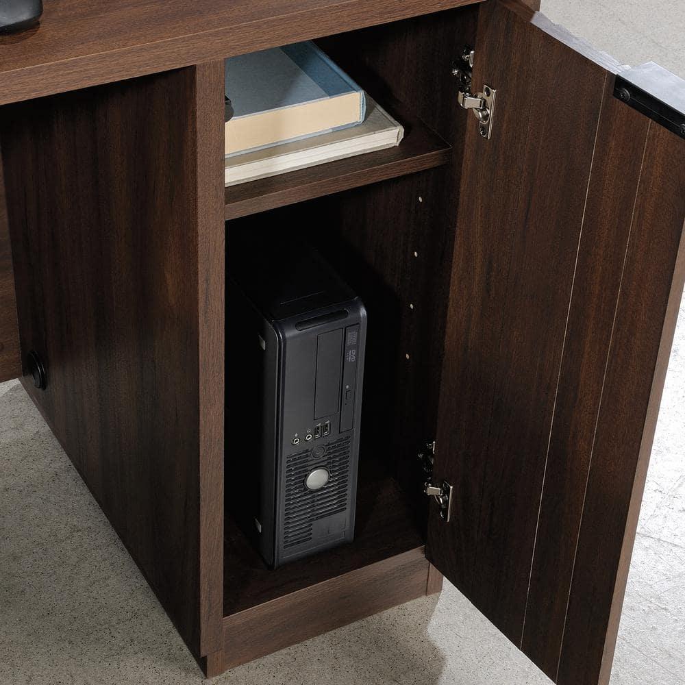 Sauder Palo Alto 60" Engineered Wood L-Shaped Computer Desk in Spiced Mahogany