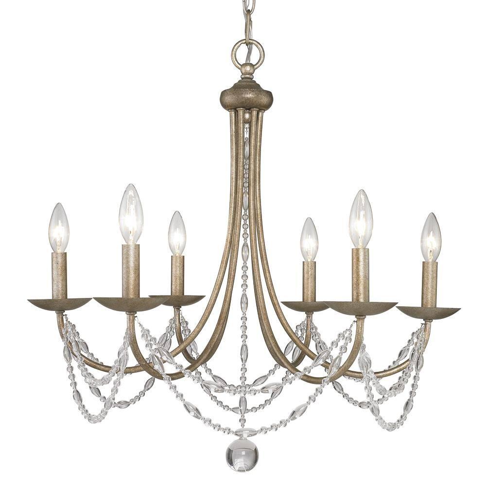 Golden Lighting Mirabella 6-Light Chandelier in Golden Aura