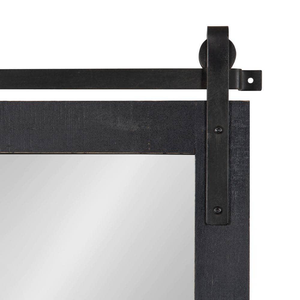 18" x 28" Cates Functional Wall Mirror Black - Kate & Laurel All Things Decor: Rustic Farmhouse, Wooden Frame, No Assembly Required