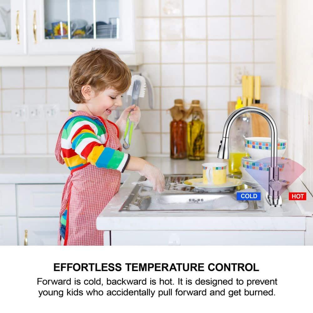 GAGALIFE Single Handle Pull Down Sprayer Kitchen Faucet High Arc Stainless Steel Faucet with 3-Function Sprayer JJL-CL-PT-SDP-C