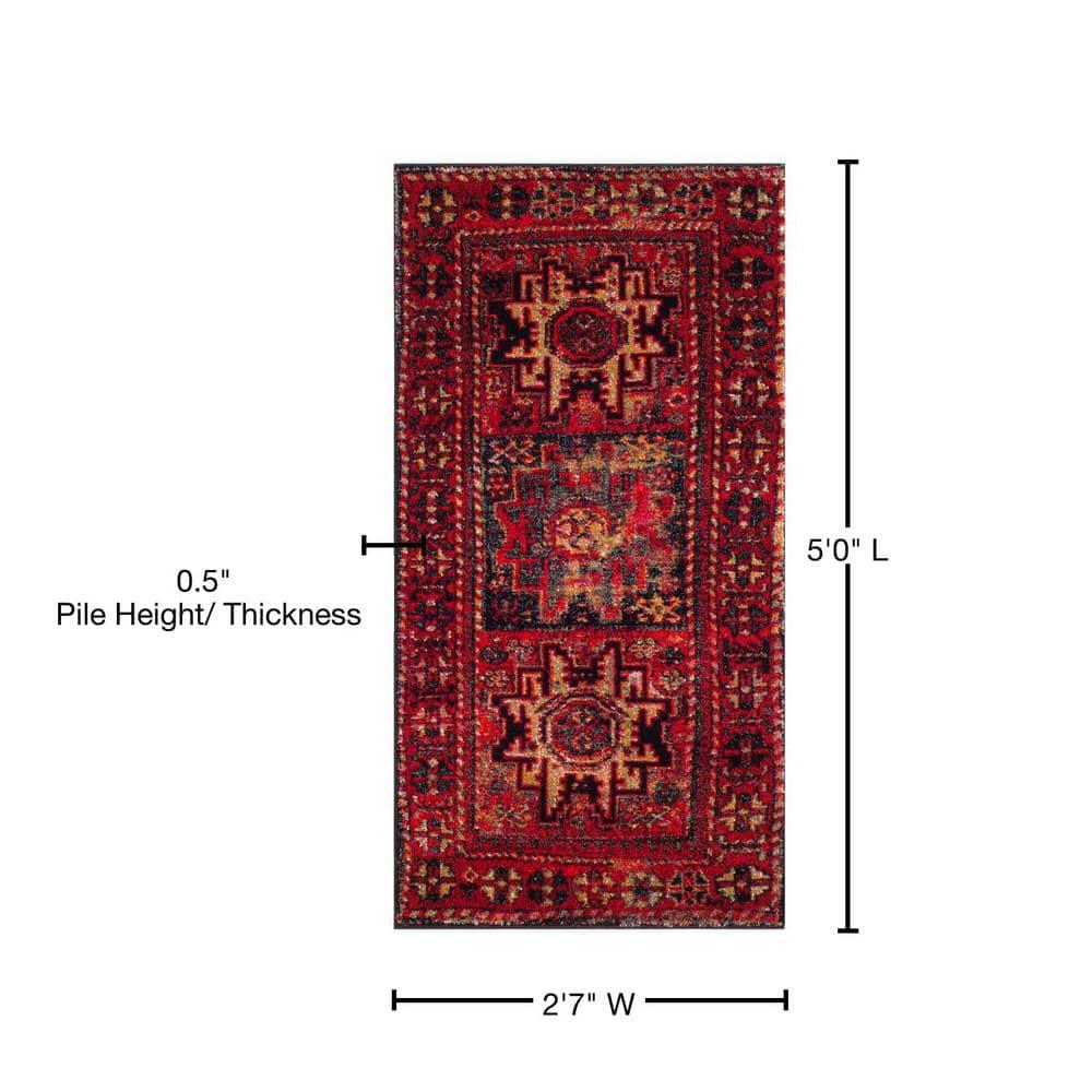Vintage Hamadan VTH213 Power Loomed Indoor Accent Rug - Red/Multi - 2'7"x5' - Safavieh.