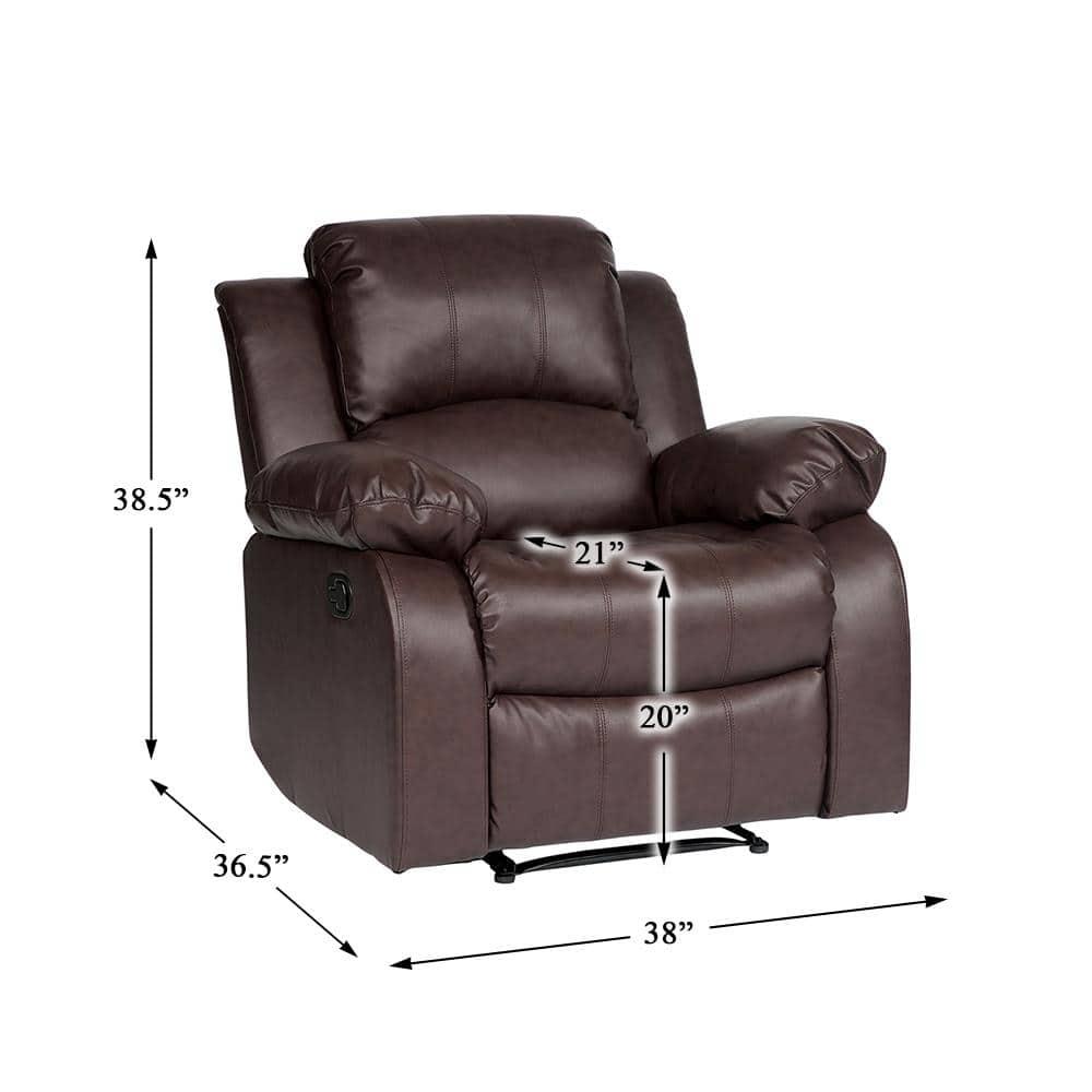 Lexicon Cranley Traditional Faux Leather Reclining Chair in Brown