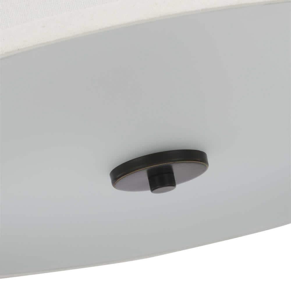 Progress Lighting, Inspire Collection, 3-Light Semi-Flush Mount, Antique Bronze, Off-White Linen Shade