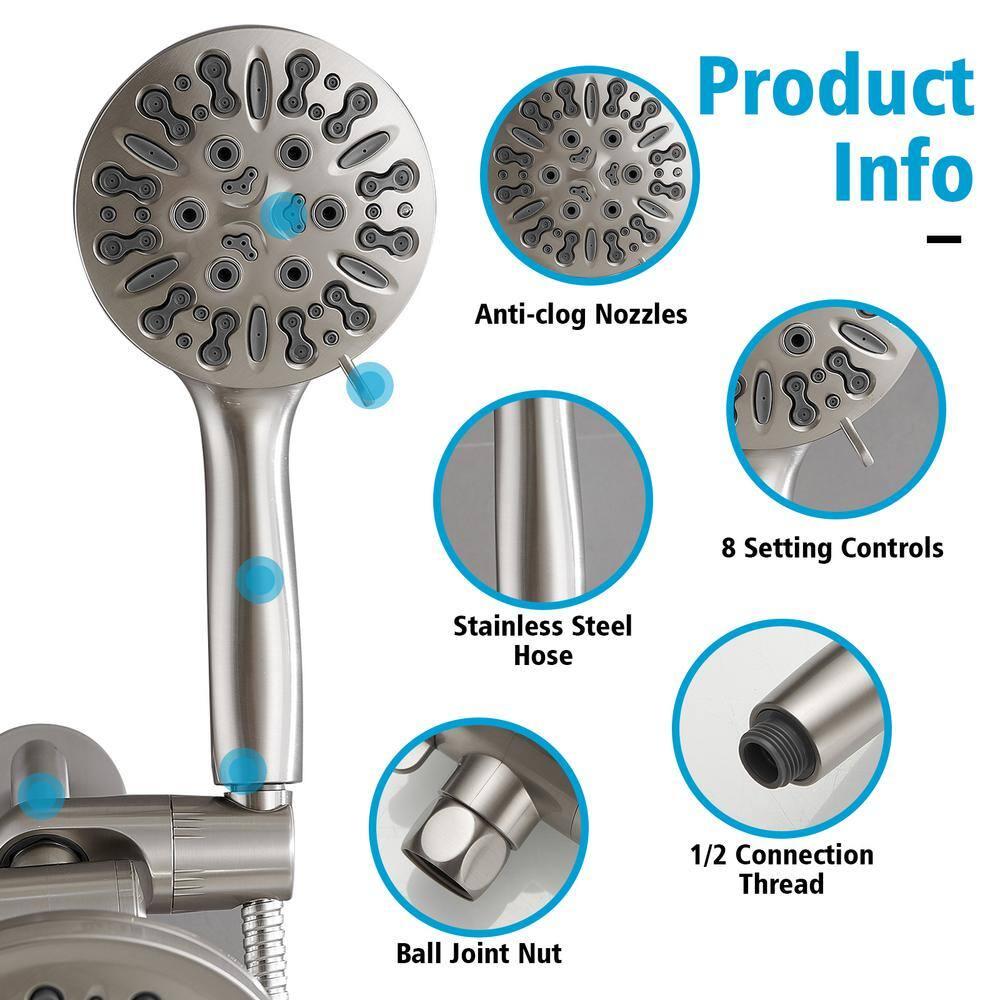 Single Handle 1-Spray Round Rain Shower Faucet Combo Set with Dual Function Pressure Balance Valve