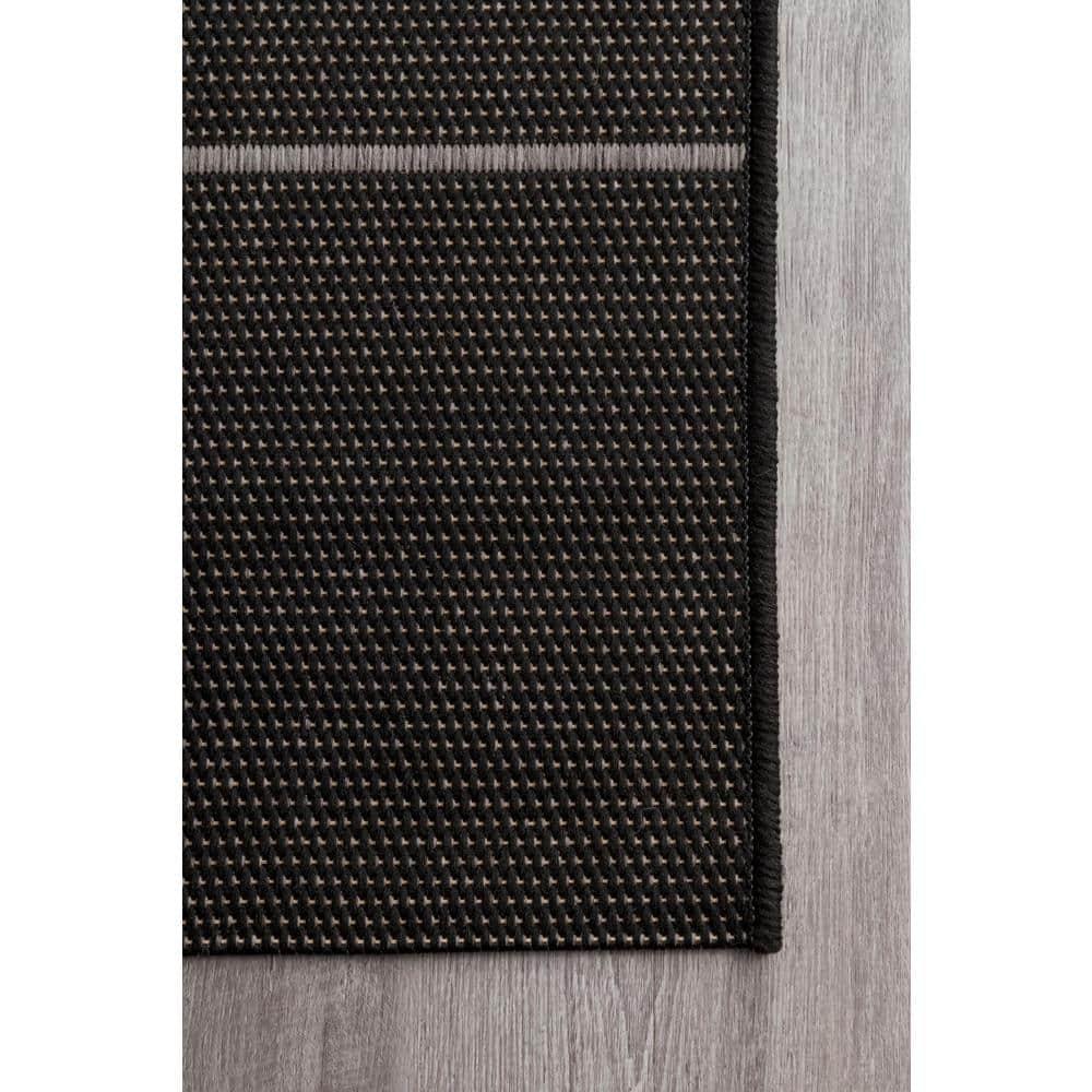 Nuloom Alaina Striped 4x6 Indoor/Outdoor Area Rug for Living Room Patio Deck Front Porch Kitchen, Black/Ivory