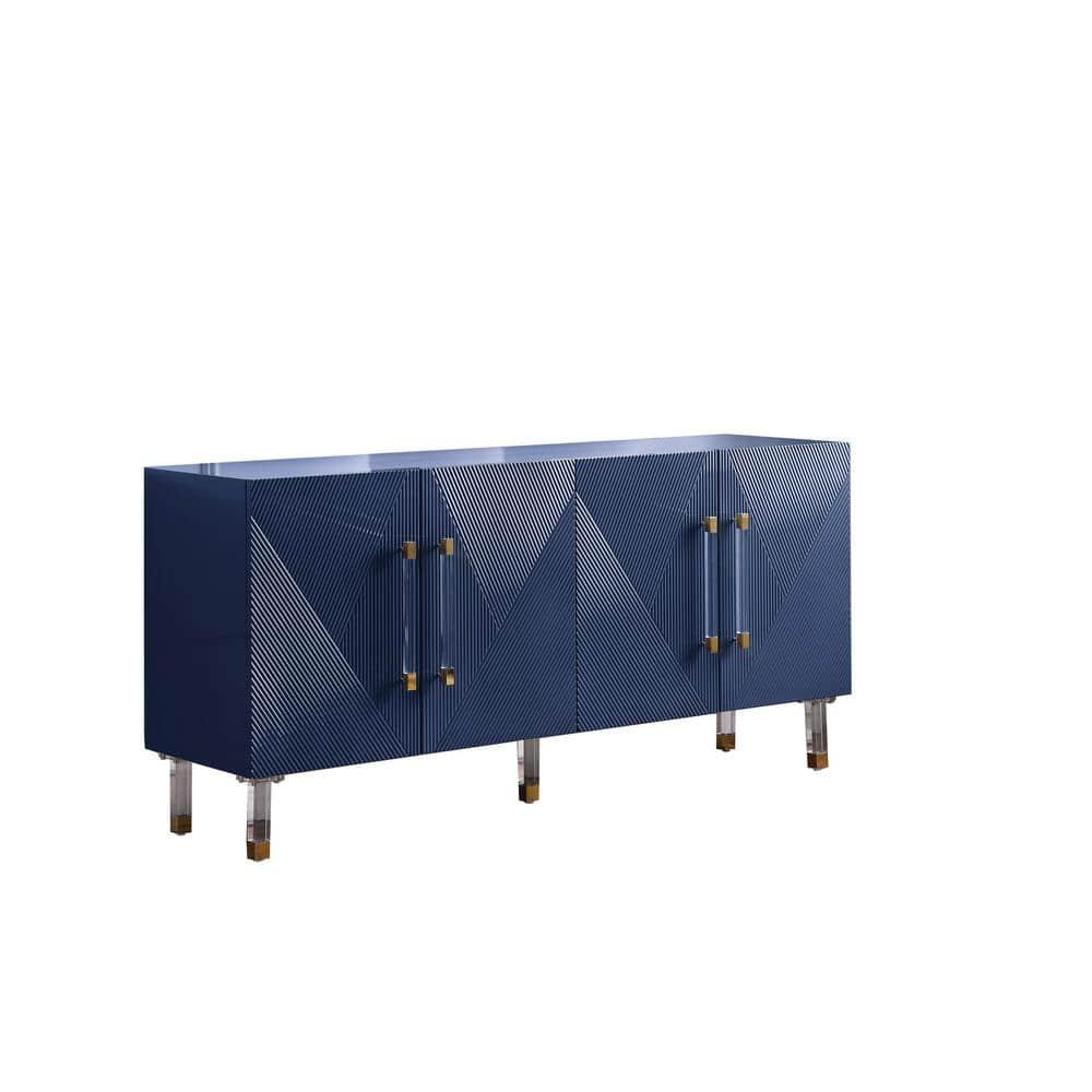Best Master Furniture Fenella 65" Modern Wood Sideboard with Gold Accent in Navy