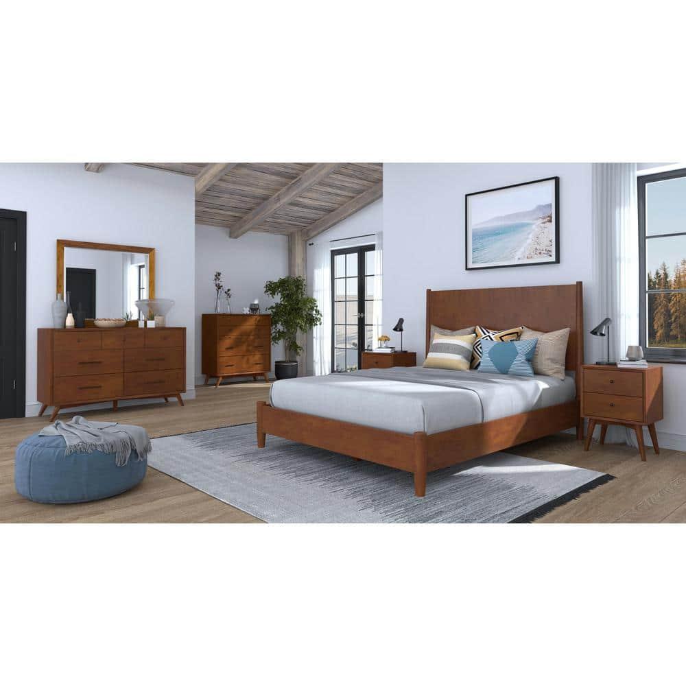 Alpine Furniture Flynn Nightstand, 18" W x 15" D x 26" H, Acorn