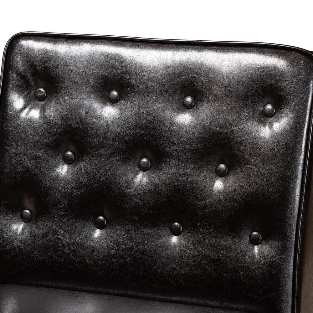 Riordan Wood Dining Chair Dark Brown/Walnut Brown - Baxton Studio: Faux Leather Upholstery, Armless Design