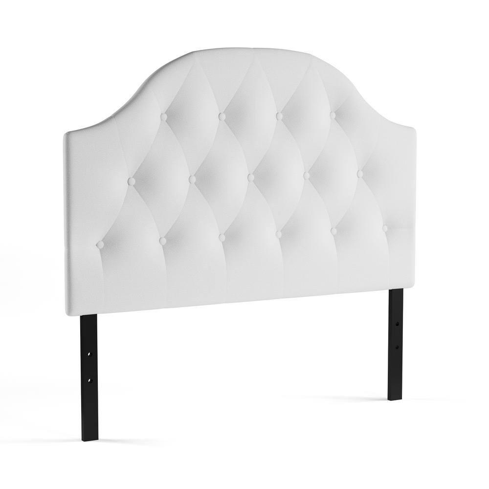Queen Morris Modern And Contemporary Faux Leather Upholstered Button-Tufted Scalloped Headboard White - Baxton Studio: Curved, Adjustable