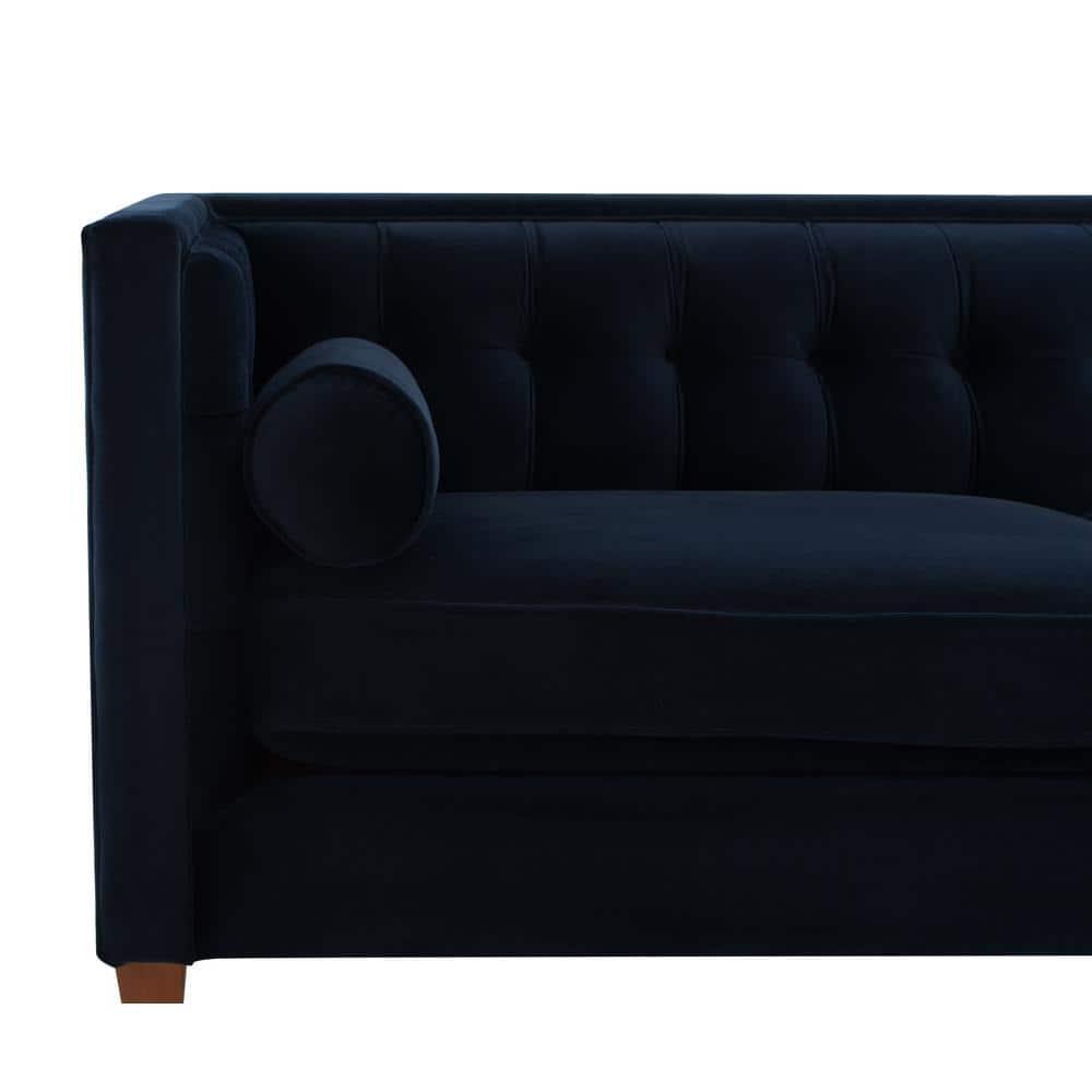 Jack 84" Tufted Tuxedo Sofa Double Cushion Dark Navy Blue