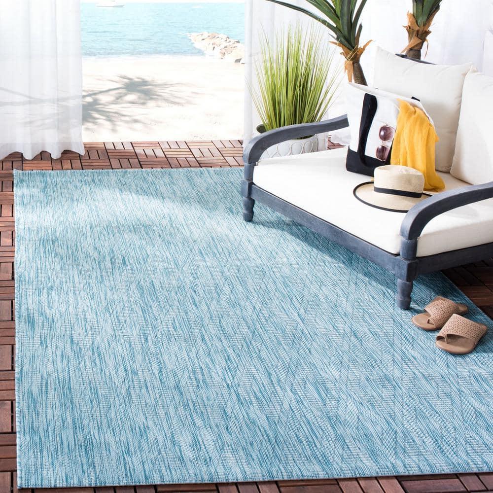 Courtyard CY8522 Power Loomed Indoor and Outdoor Area Rug - Aqua/Aqua - 5'3"x7'7" - Safavieh
