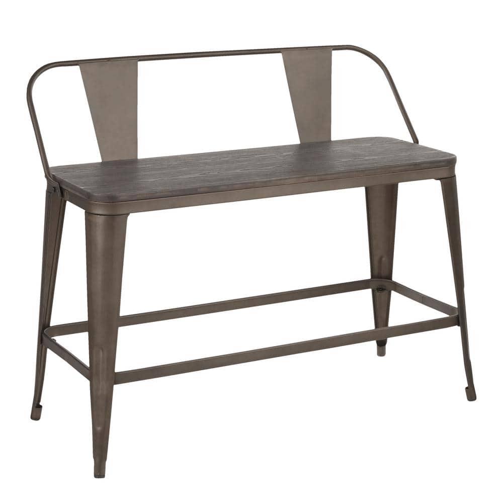 Oregon Industrial Counter Bench Antique Espresso Brown - Lumisource: Sturdy Steel Frame, 500lb Capacity