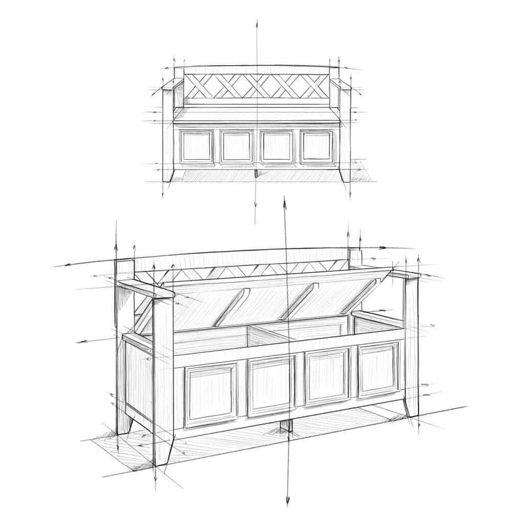 Simpli Home Amherst Solid Wood Entryway Lift Top Storage Bench