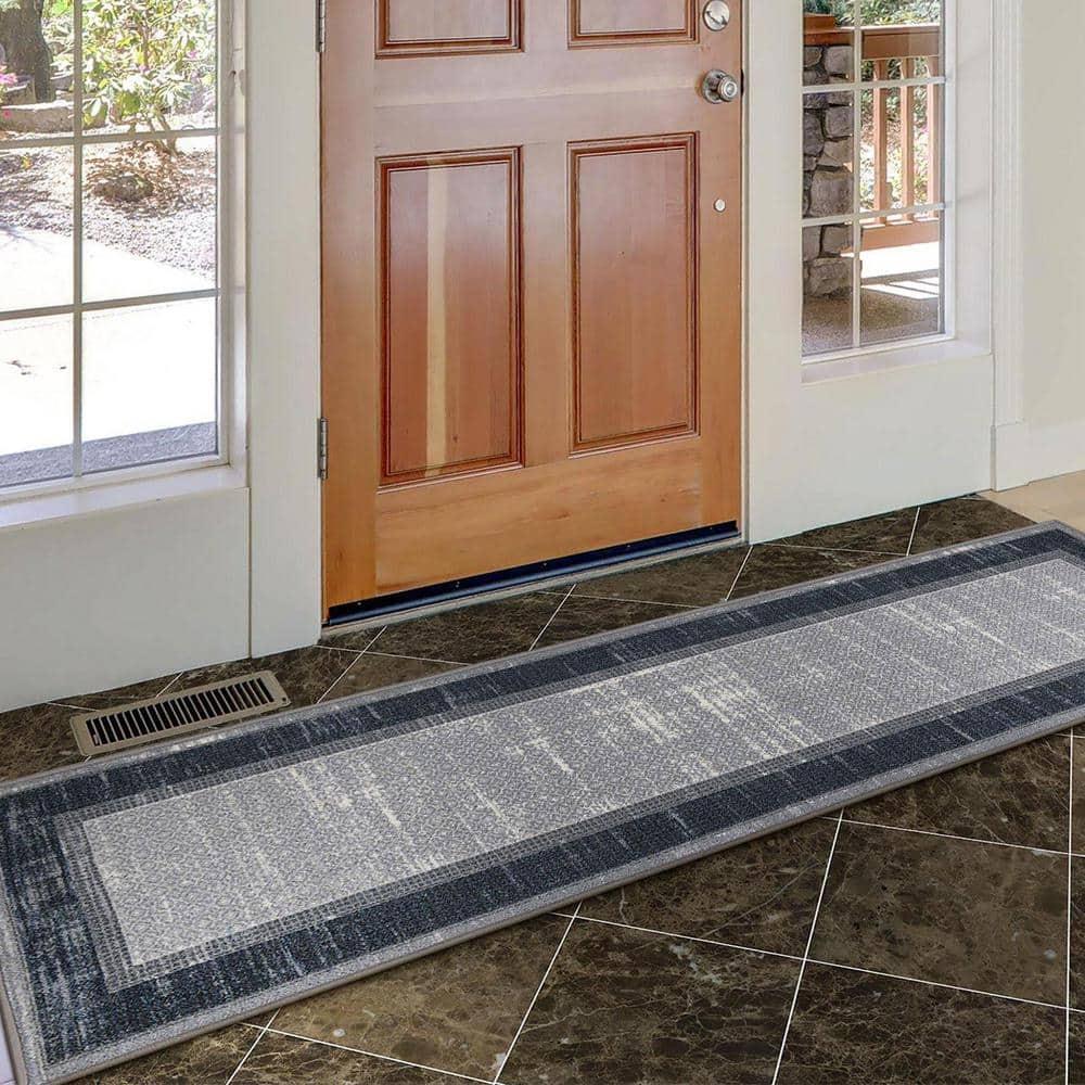 Non-Slip Bordered Area Rug For Living Room, Hallway Runner, Entryway Rug