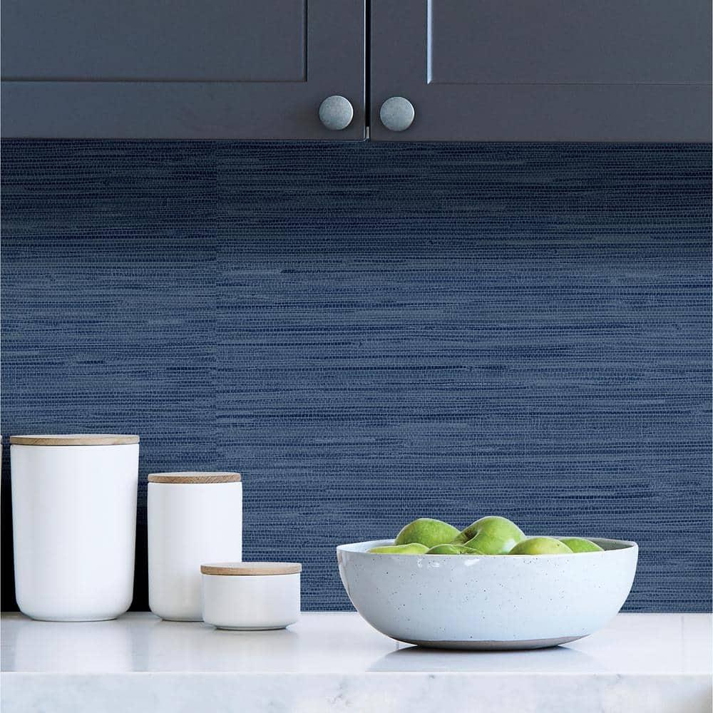 InHome 216-in by 20.8-in Avery Weave Navy Peel And Stick Chinese Wallpaper, 216-in by 20.8-in, 31.2 sq. ft.