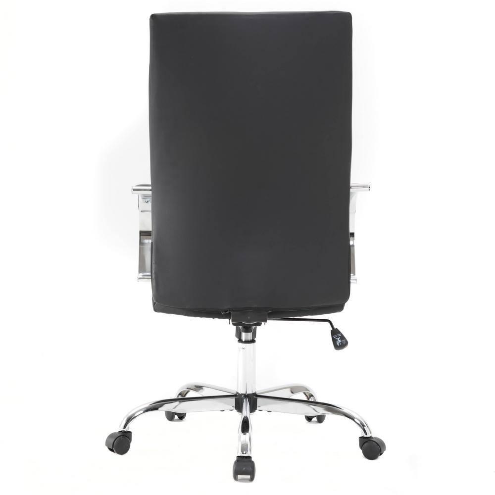 LeisureMod Sonora High-Back Leather Office Chair with Adjustable Height, Swivel, and Tilt in Black