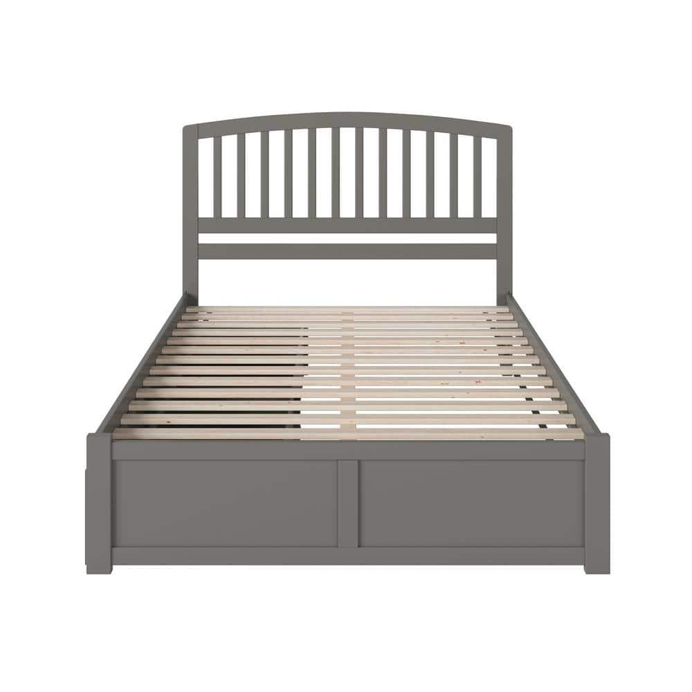 Richmond Queen Platform Bed with Flat Panel Foot Board and 2 Urban Bed Drawers in Grey