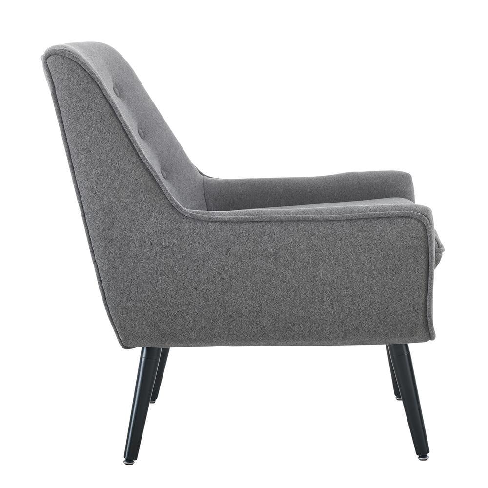 Trelis Mid-Century Modern Retro Style Accent Chair Gray - Linon: Upholstered Rubberwood Frame, Tufted Back, Foam Cushion