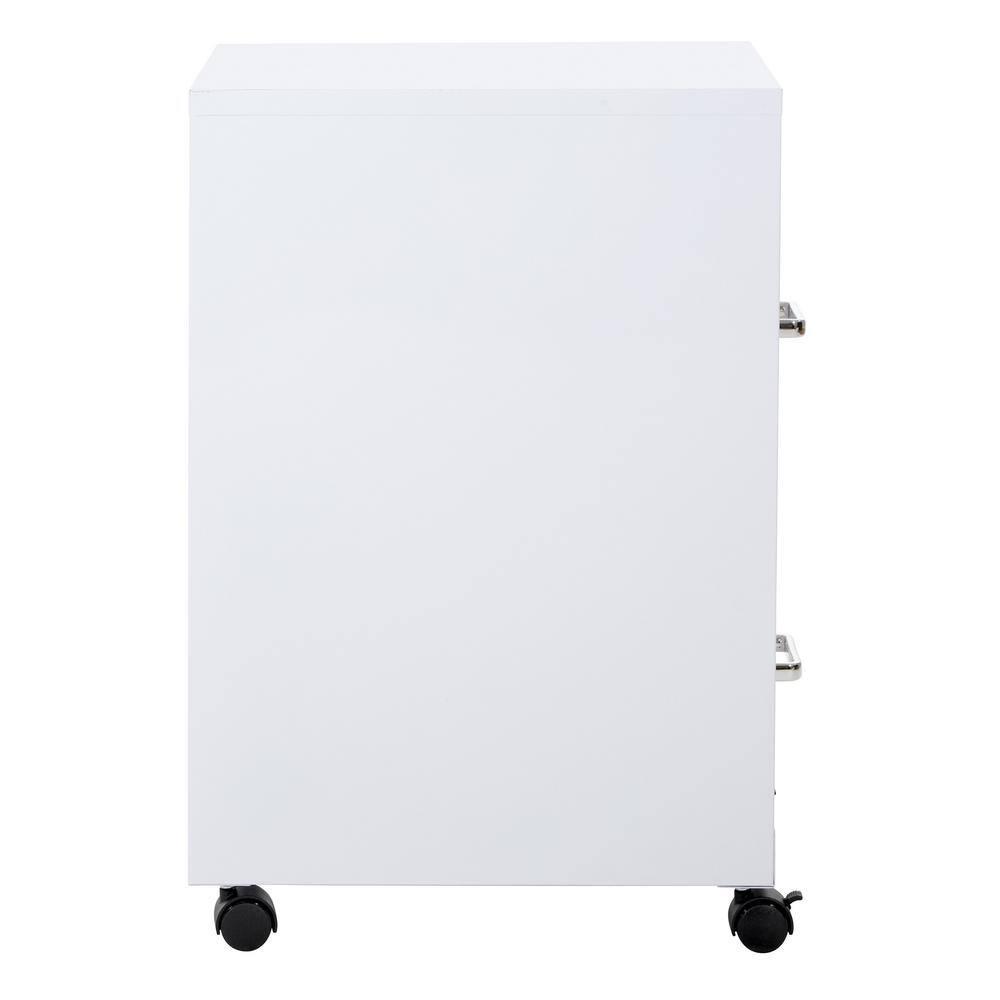 OSP Home Furnishings 2-Drawer Mobile Locking Metal File Cabinet, White