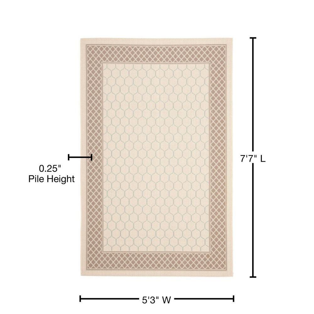 Courtyard CY7933 Power Loomed Indoor/Outdoor Area Rug - Beige/Dark Beig - 5'3"x7'7" - Safavieh.