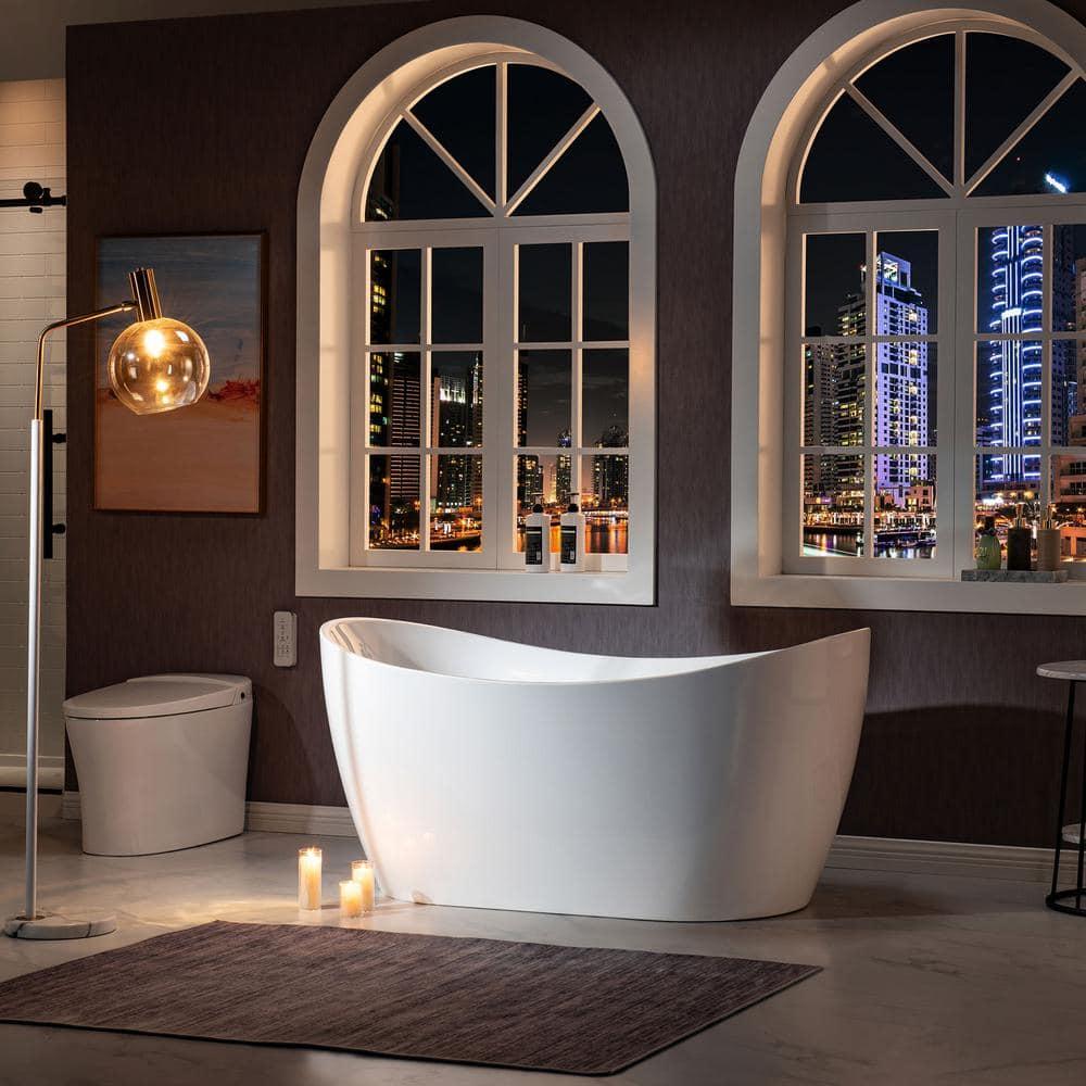 59'' x 28.75'' Freestanding Soaking Acrylic Bathtub