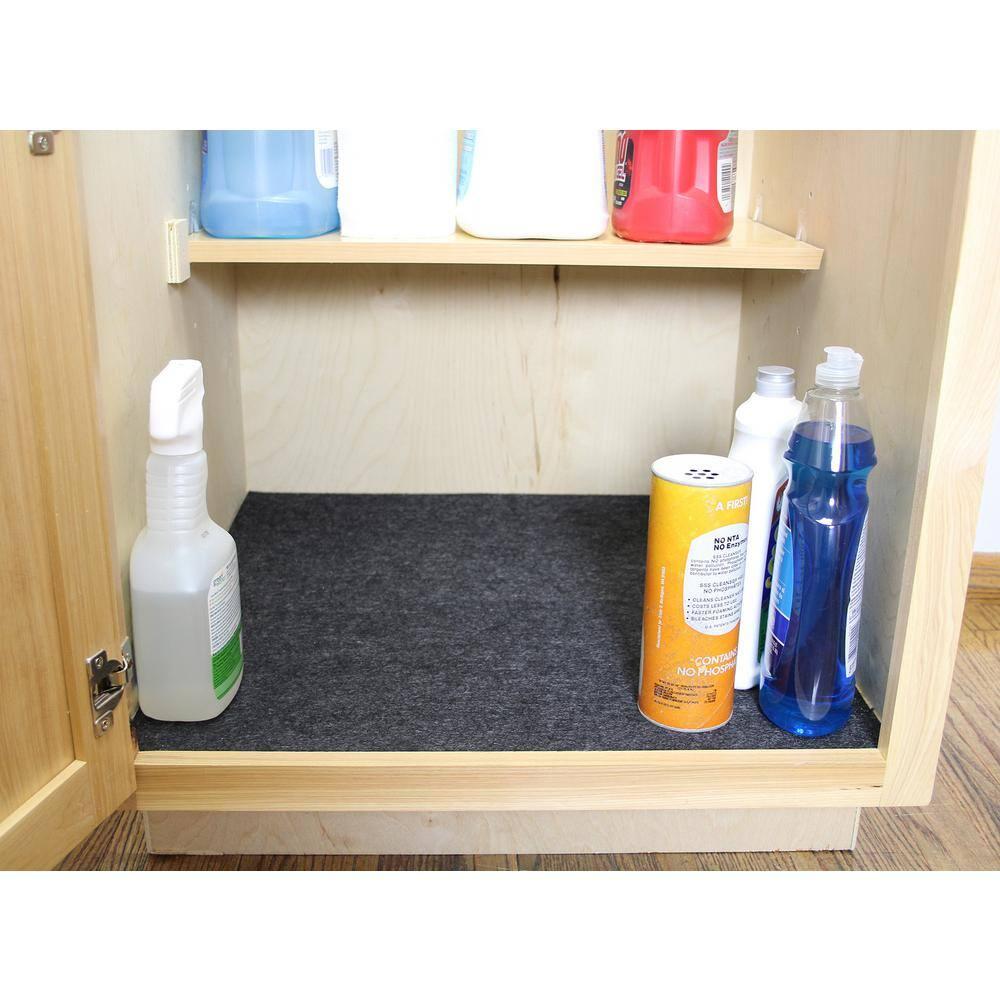 Drymate Under Sink Mat, Protective Cabinet Liner For Kitchen & Bathroom - Absorbent, Waterproof, Machine Washable (24”x29”) (Charcoal) (USA Made)