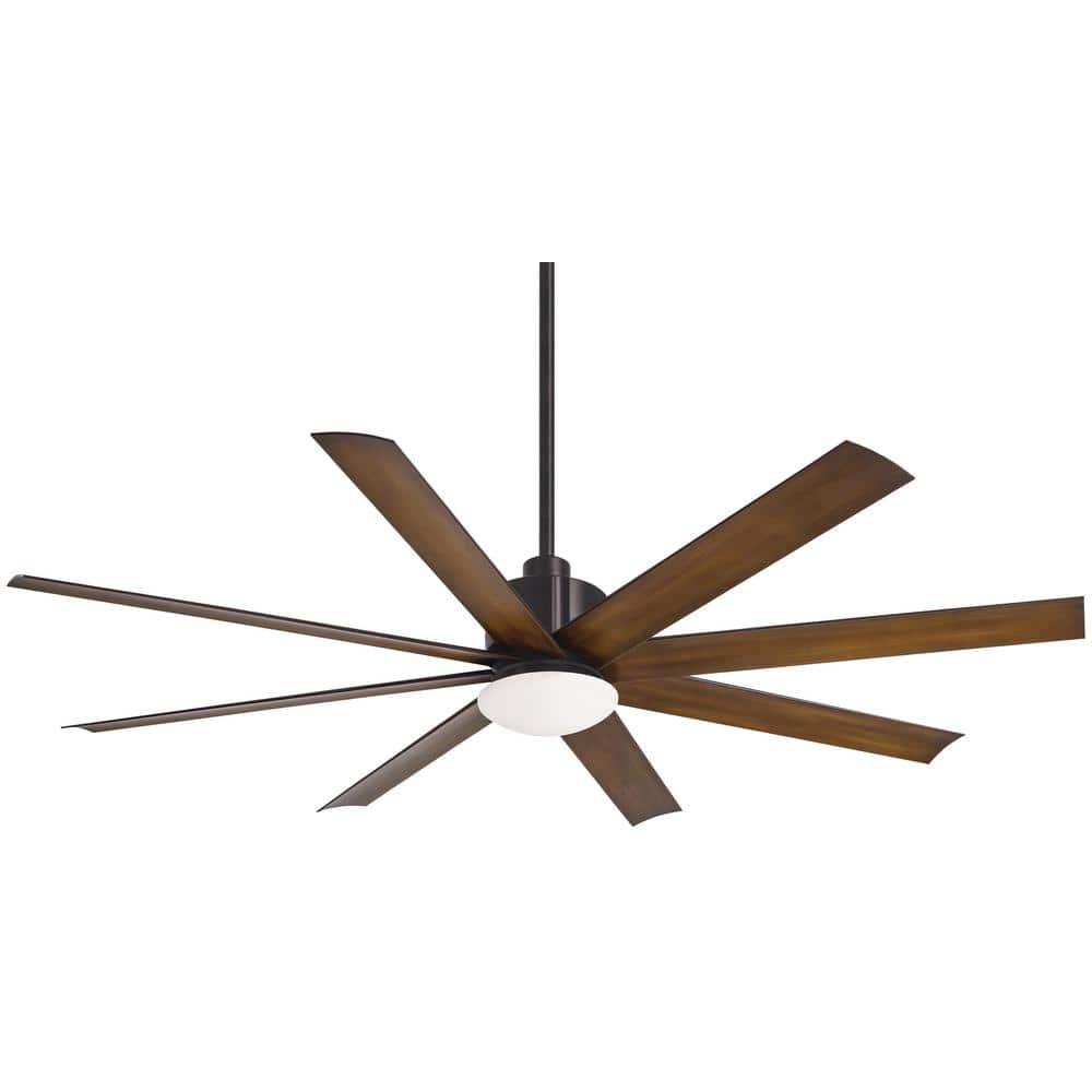 65" Minka Aire Modern Outdoor Ceiling Fan with LED Light Remote Control Coal Distressed Koa Opal Glass Wet Rated for Patio Gazebo