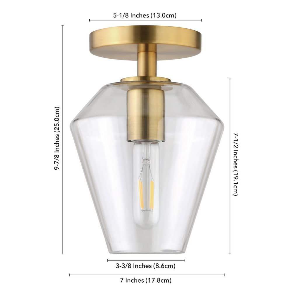 Evelyn&Zoe 7" Gold Semi Flush Mount