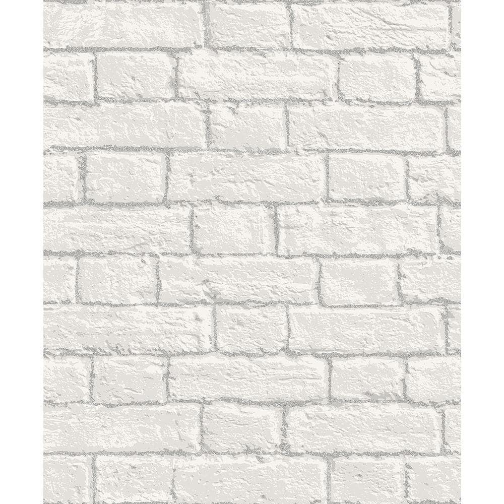 Coloroll Ditmas White Brick Unpasted Paper Wallpaper, 20.5-in by 33-ft, 56.4 sq. ft.
