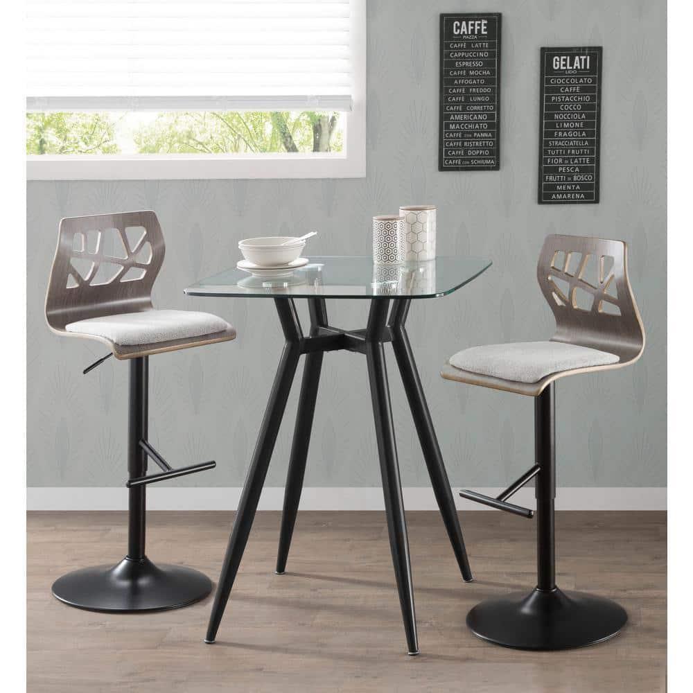 Clara Mid-Century Modern Square Counter Table Clear - LumiSource: Geometric Metal Base, 4-Seat Pub Style